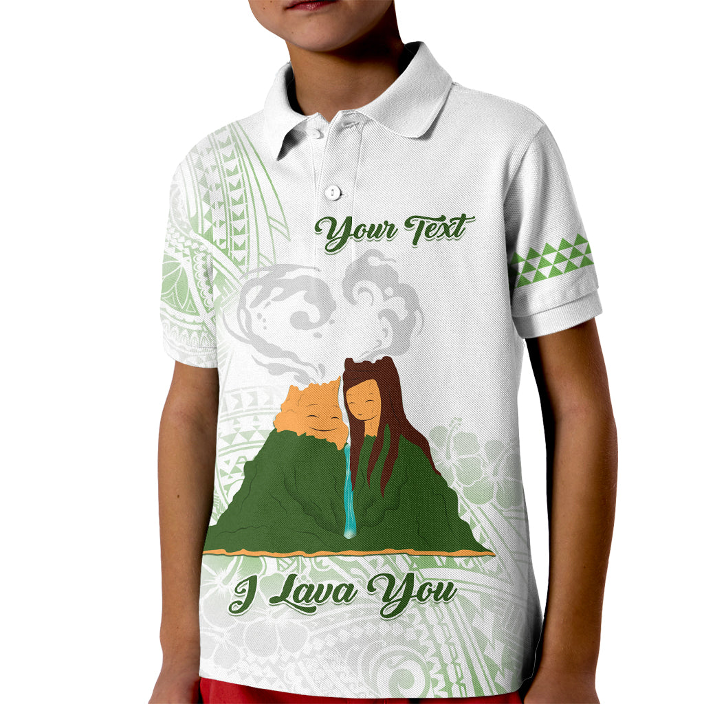 Personalised I LAVA YOU Volcano Valentine Kid Polo Shirt Polynesian Tribal Pattern LT05 Kid White - Polynesian Pride