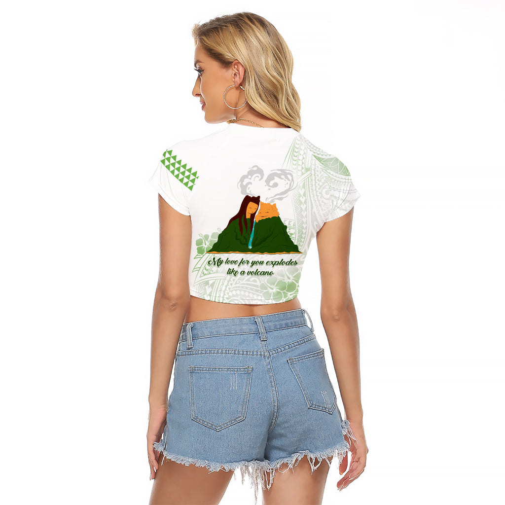 Personalised I LAVA YOU Volcano Valentine Raglan Cropped T Shirt Polynesian Tribal Pattern LT05 - Polynesian Pride