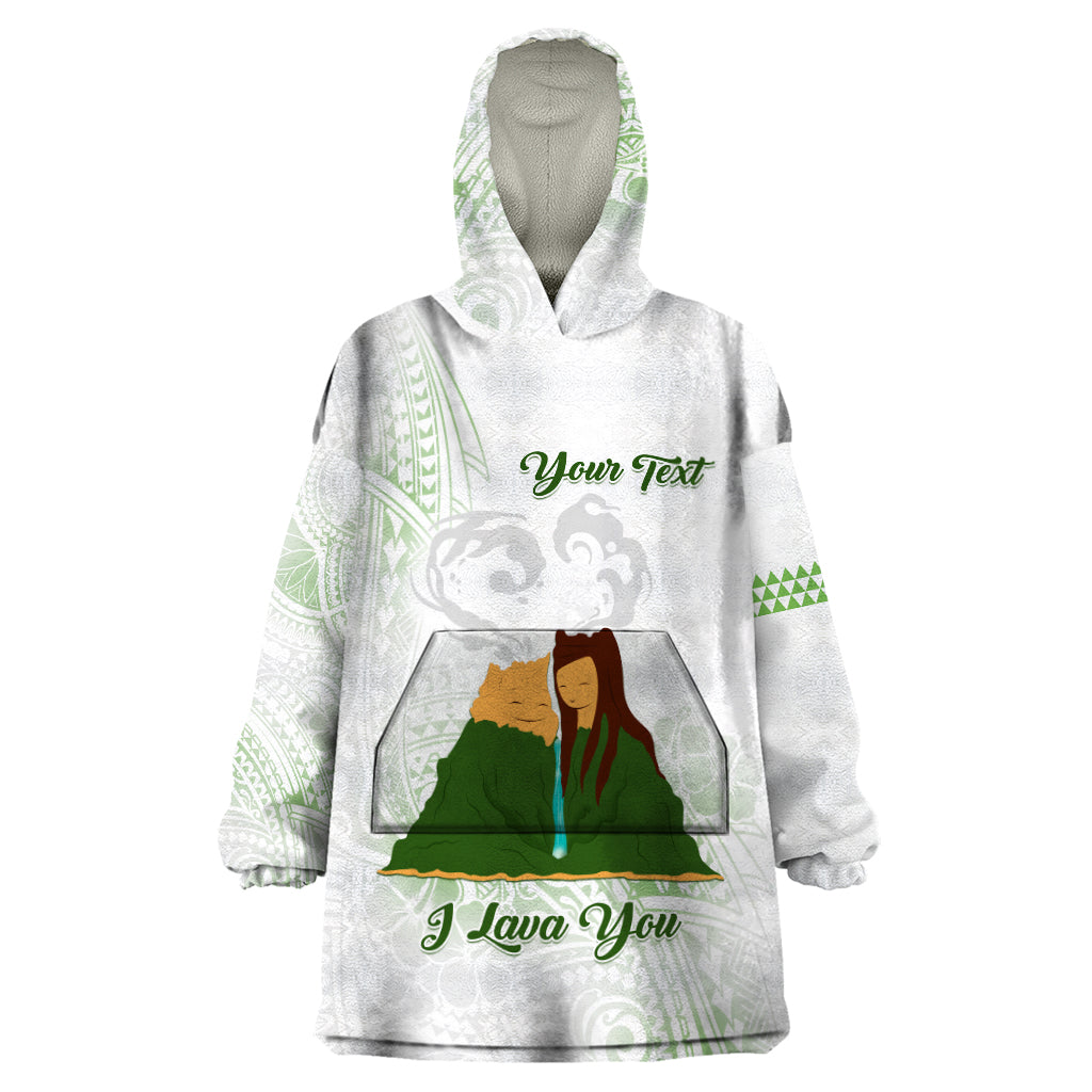 Personalised I LAVA YOU Volcano Valentine Wearable Blanket Hoodie Polynesian Tribal Pattern LT05 One Size White - Polynesian Pride