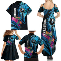 Personalised FSM Yap State Day Family Matching Summer Maxi Dress and Hawaiian Shirt Tropical Flowers Tribal Pattern LT05 - Polynesian Pride