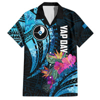Personalised FSM Yap State Day Family Matching Summer Maxi Dress and Hawaiian Shirt Tropical Flowers Tribal Pattern LT05 Dad's Shirt - Short Sleeve Blue - Polynesian Pride