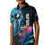 Personalised FSM Yap State Day Kid Polo Shirt Tropical Flowers Tribal Pattern LT05 Kid Blue - Polynesian Pride