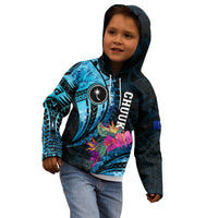 Personalised FSM Chuuk State Kid Hoodie Tropical Flowers Tribal Pattern LT05 - Polynesian Pride