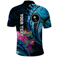 Personalised FSM Chuuk State Polo Shirt Tropical Flowers Tribal Pattern LT05 - Polynesian Pride