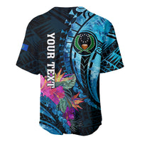 Personalised FSM Pohnpei State Baseball Jersey Tropical Flowers Tribal Pattern LT05 - Polynesian Pride