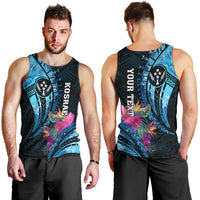 Personalised FSM Kosrae State Men Tank Top Tropical Flowers Tribal Pattern LT05 - Polynesian Pride