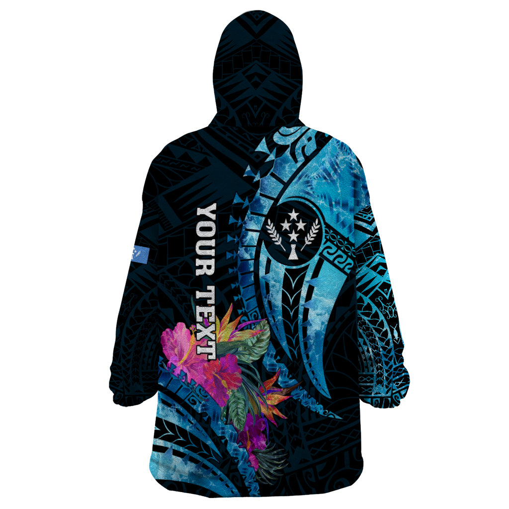 Personalised FSM Kosrae State Wearable Blanket Hoodie Tropical Flowers Tribal Pattern LT05 - Polynesian Pride