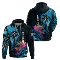 Personalised FSM Kosrae State Zip Hoodie Tropical Flowers Tribal Pattern LT05 - Polynesian Pride