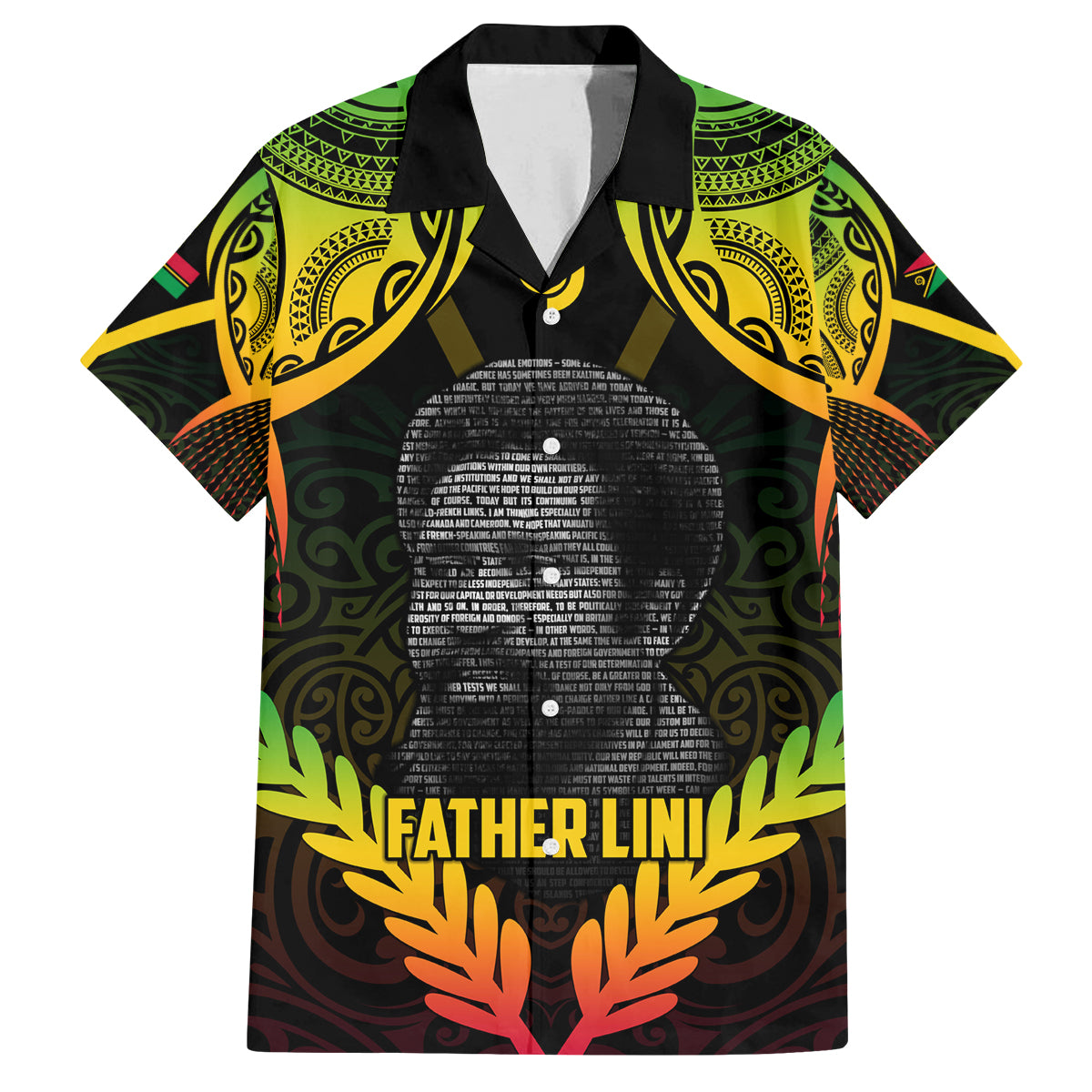 Personalised Vanuatu Father Lini Day Family Matching Summer Maxi Dress and Hawaiian Shirt Polynesian Tribal Pattern LT05 Dad's Shirt - Short Sleeve Black - Polynesian Pride