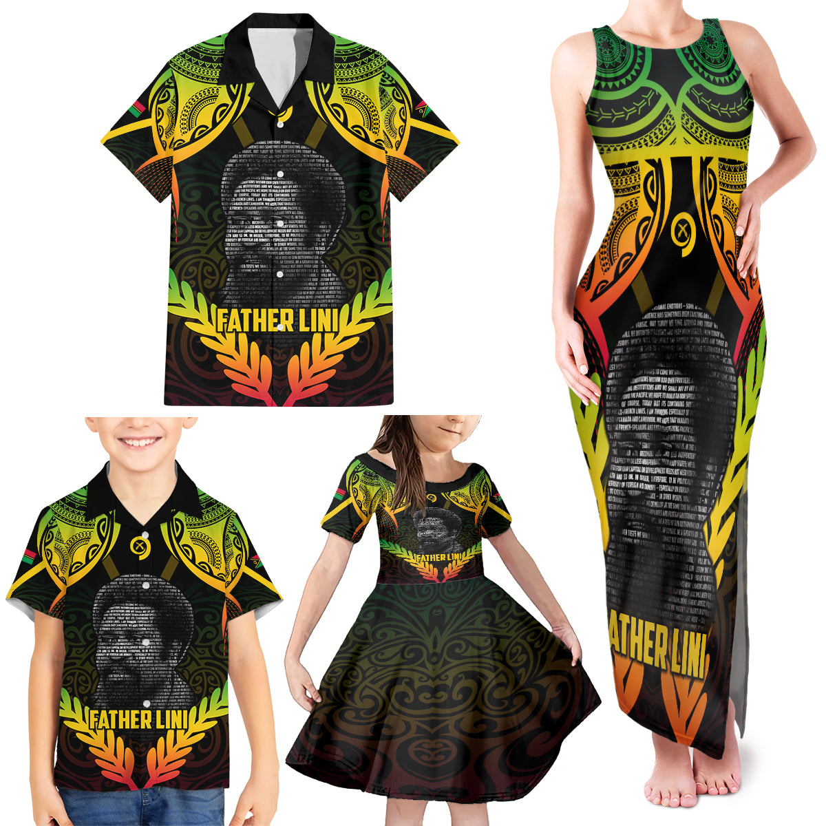 Personalised Vanuatu Father Lini Day Family Matching Tank Maxi Dress and Hawaiian Shirt Polynesian Tribal Pattern LT05 - Polynesian Pride