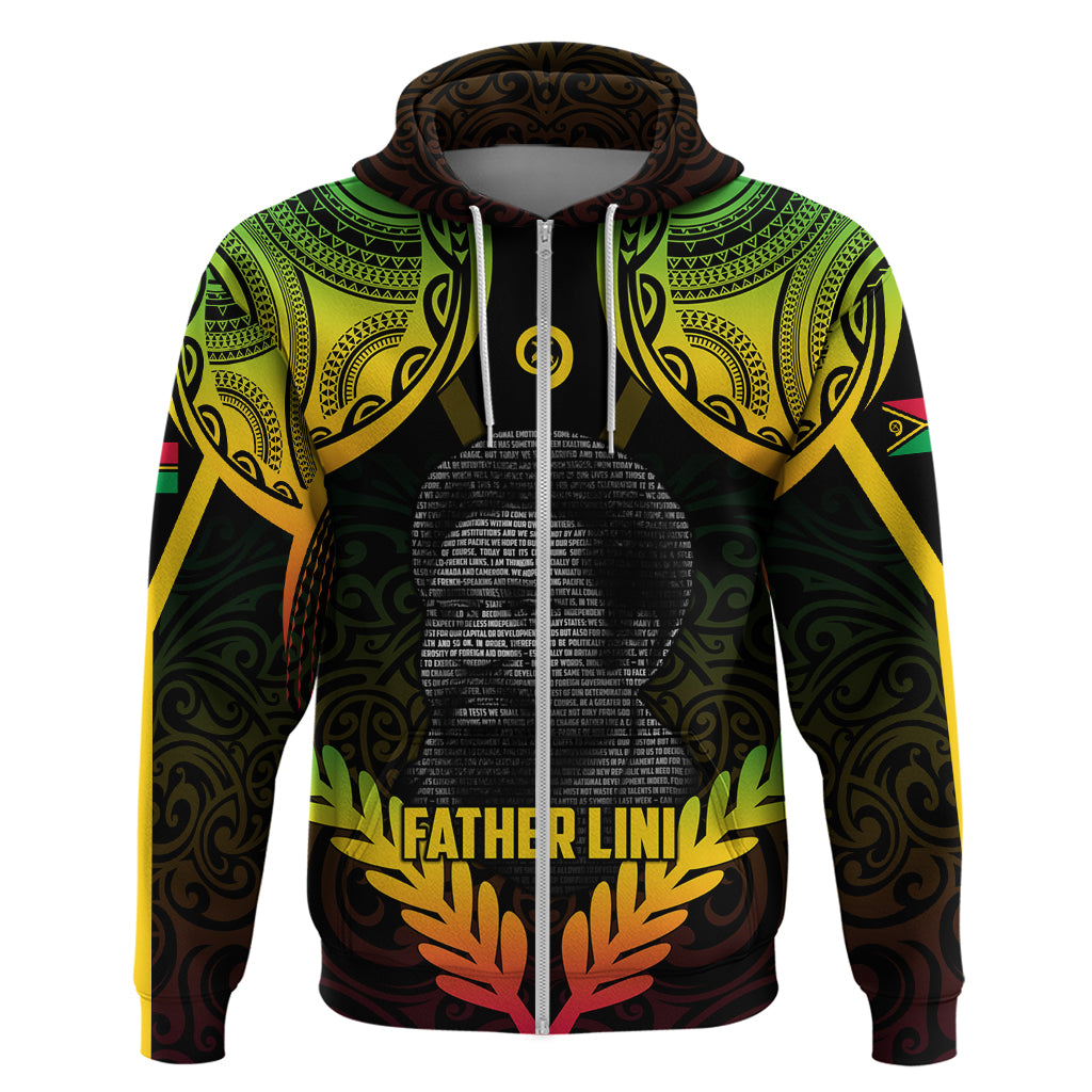 Personalised Vanuatu Father Lini Day Hoodie Polynesian Tribal Pattern LT05 Zip Hoodie Black - Polynesian Pride