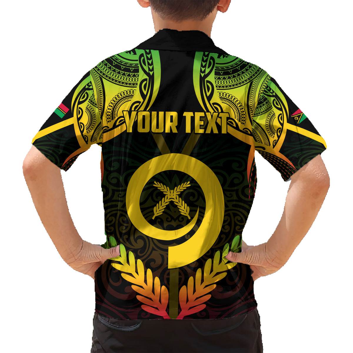 Personalised Vanuatu Father Lini Day Kid Hawaiian Shirt Polynesian Tribal Pattern LT05 - Polynesian Pride