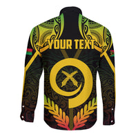 Personalised Vanuatu Father Lini Day Long Sleeve Button Shirt Polynesian Tribal Pattern LT05 - Polynesian Pride