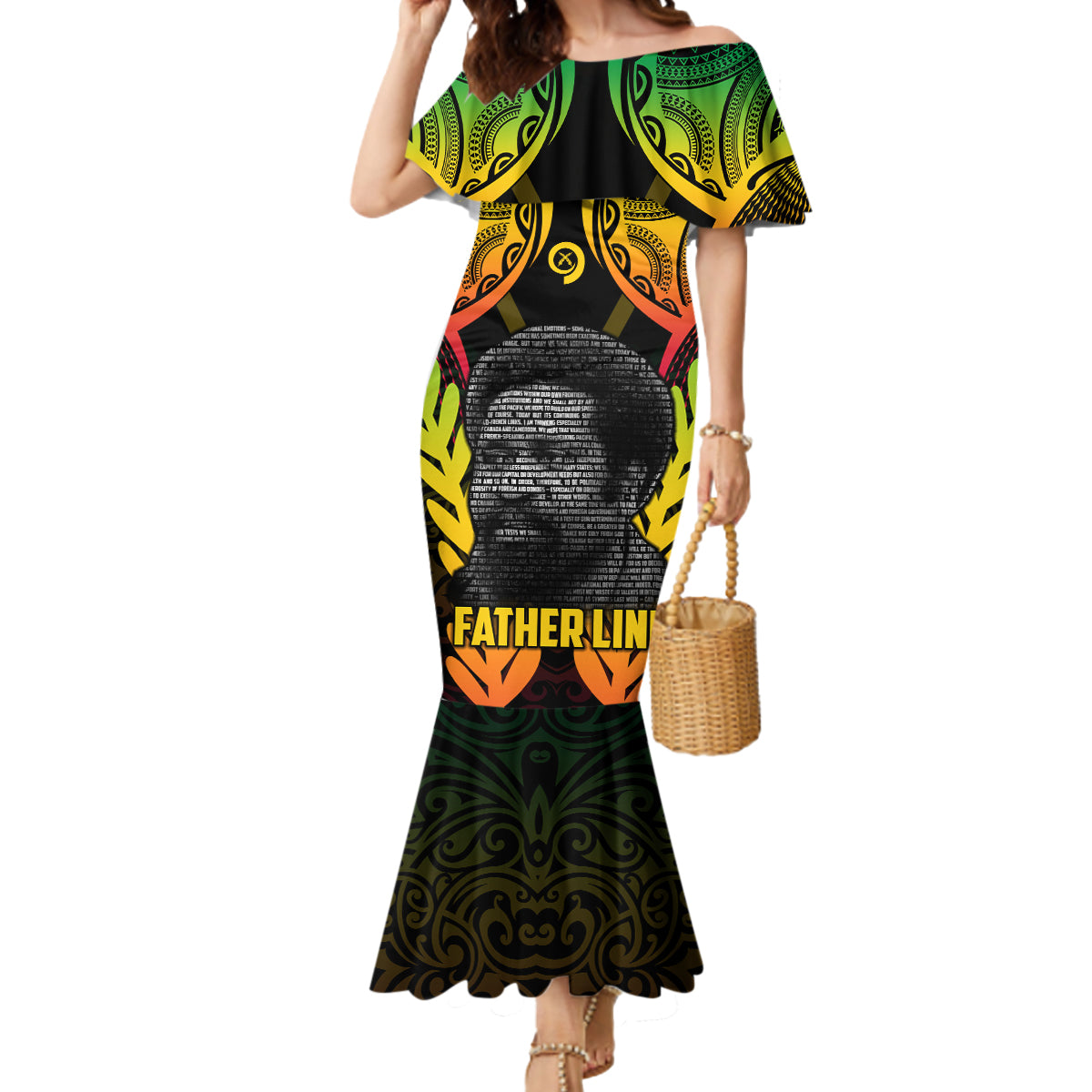 Personalised Vanuatu Father Lini Day Mermaid Dress Polynesian Tribal Pattern LT05 Women Black - Polynesian Pride