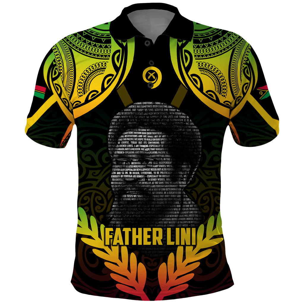 Personalised Vanuatu Father Lini Day Polo Shirt Polynesian Tribal Pattern LT05 Black - Polynesian Pride