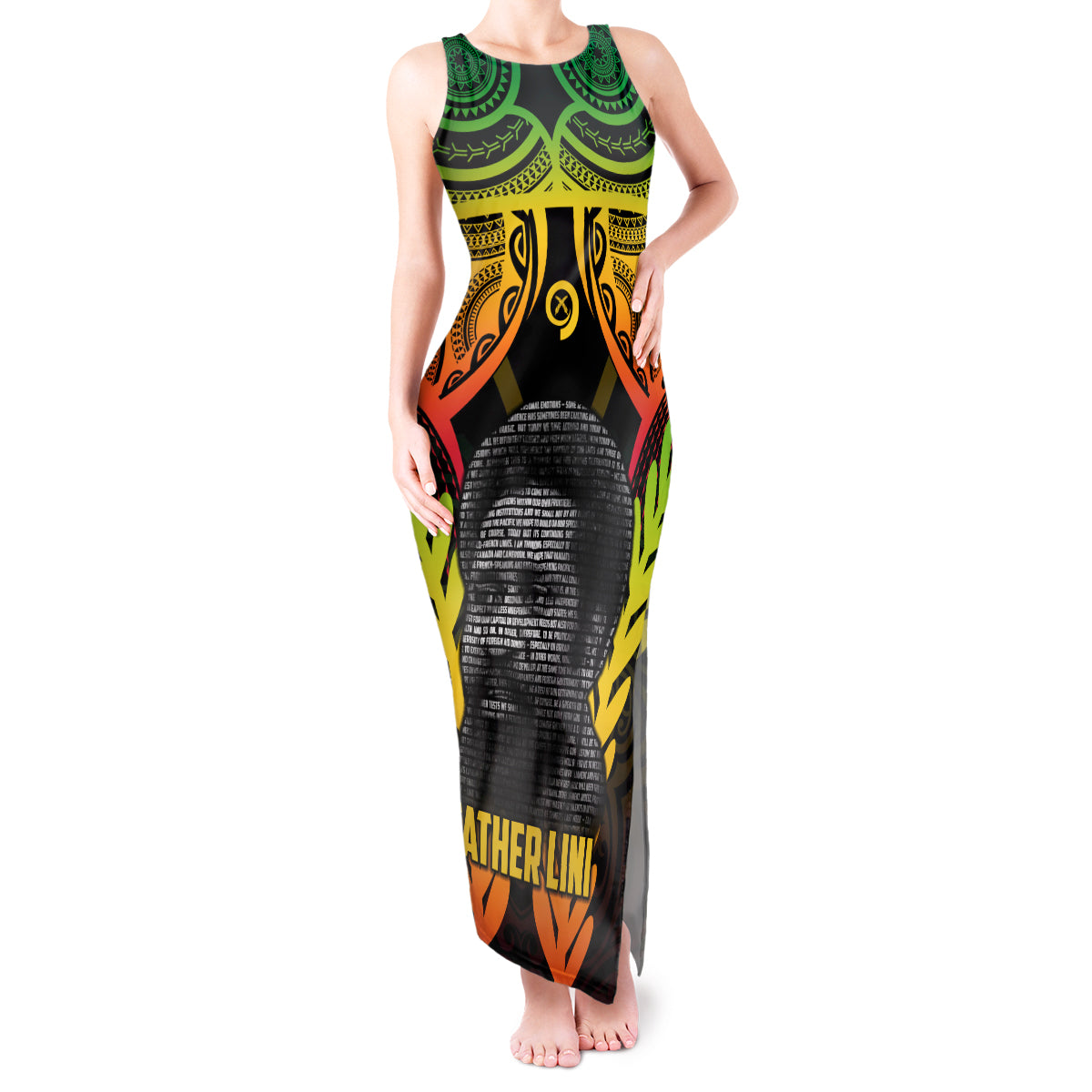 Personalised Vanuatu Father Lini Day Tank Maxi Dress Polynesian Tribal Pattern LT05 Women Black - Polynesian Pride