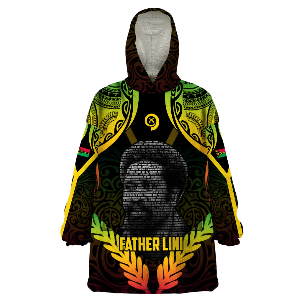 Personalised Vanuatu Father Lini Day Wearable Blanket Hoodie Polynesian Tribal Pattern LT05 One Size Black - Polynesian Pride