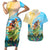 Personalised Hawaii Honolulu Festival Couples Matching Short Sleeve Bodycon Dress and Hawaiian Shirt Hula Girls Tropical Vibe LT05 Blue - Polynesian Pride