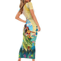 Personalised Hawaii Honolulu Festival Short Sleeve Bodycon Dress Hula Girls Tropical Vibe LT05 - Polynesian Pride