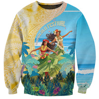 Personalised Hawaii Honolulu Festival Sweatshirt Hula Girls Tropical Vibe LT05 Unisex Blue - Polynesian Pride
