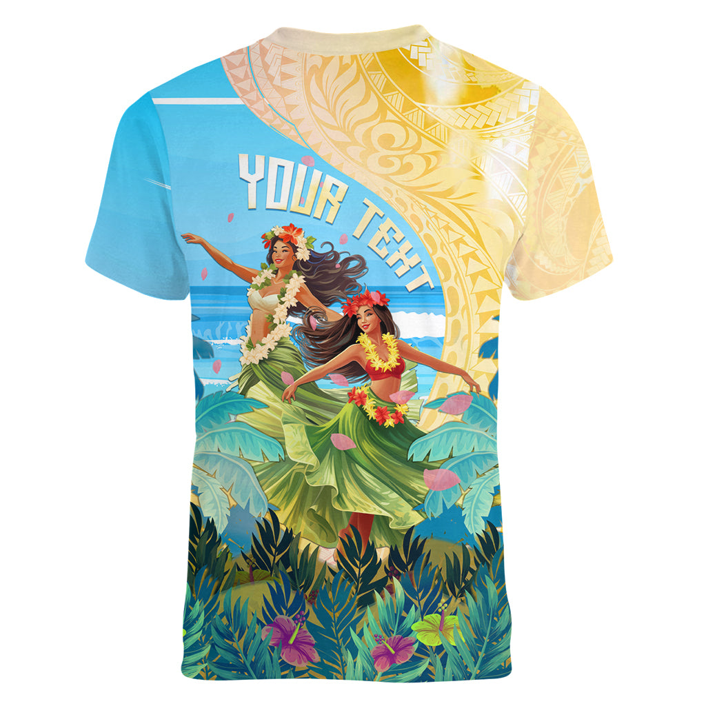 Personalised Hawaii Honolulu Festival Women V Neck T Shirt Hula Girls Tropical Vibe LT05 - Polynesian Pride