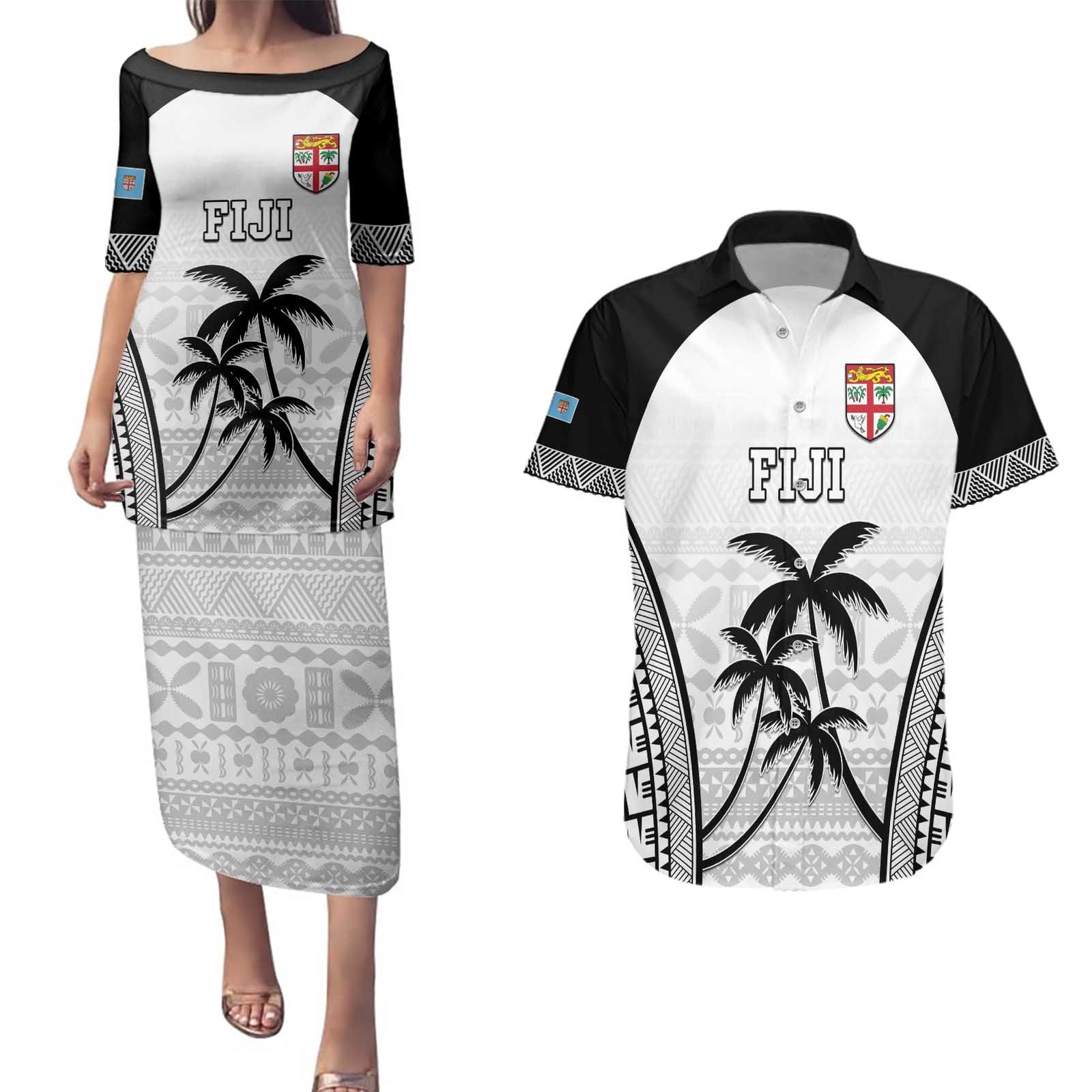 Custom Fiji Tapa Football Couples Matching Puletasi and Hawaiian Shirt Sporty Style