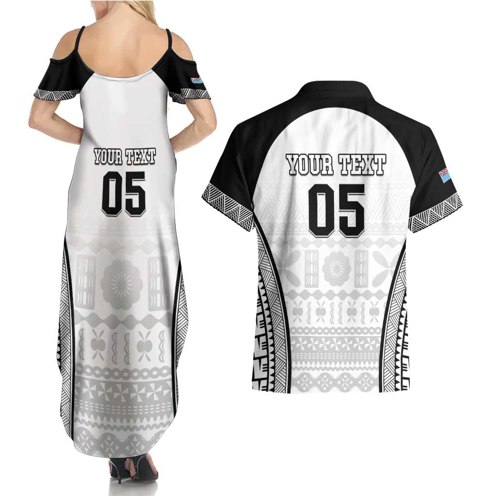Custom Fiji Tapa Football Couples Matching Summer Maxi Dress and Hawaiian Shirt Sporty Style