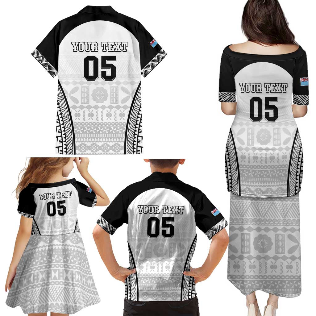 Custom Fiji Tapa Football Family Matching Puletasi and Hawaiian Shirt Sporty Style