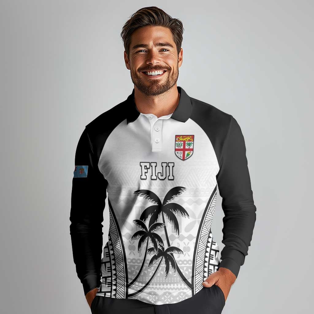 Custom Fiji Tapa Football Long Sleeve Polo Shirt Sporty Style