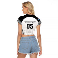 Custom Fiji Tapa Football Raglan Cropped T Shirt Sporty Style