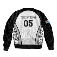 Custom Fiji Tapa Football Sleeve Zip Bomber Jacket Sporty Style