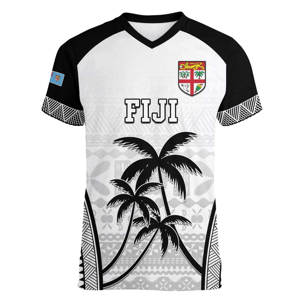 Custom Fiji Tapa Football Women V-Neck T-Shirt Sporty Style