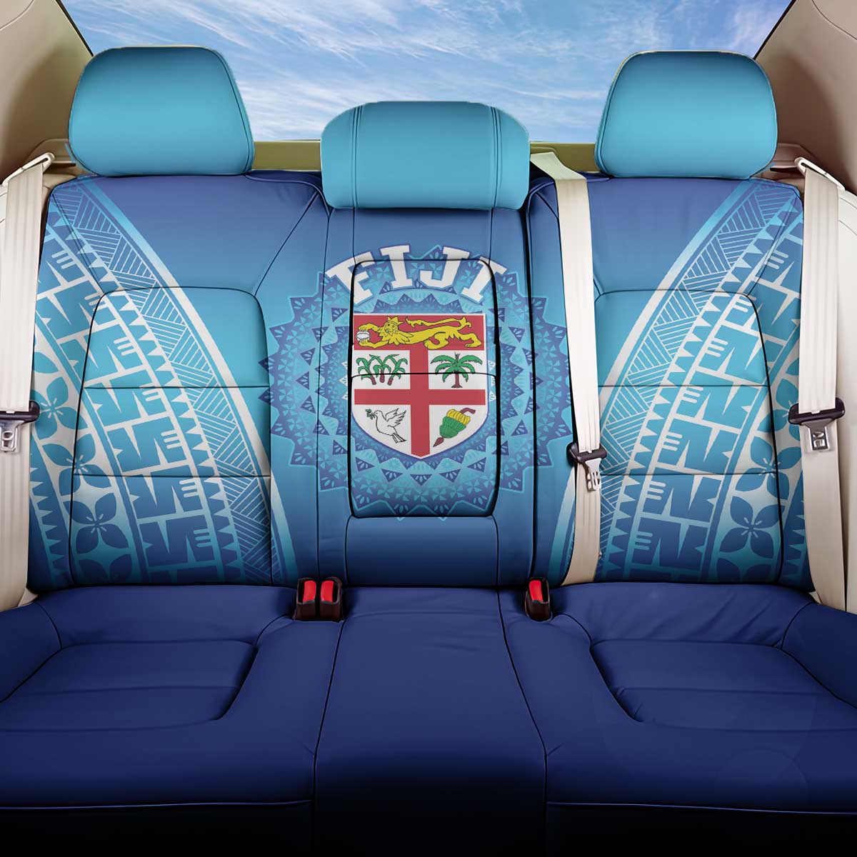 Fiji Football Back Car Seat Cover Fijian Tapa Pattern