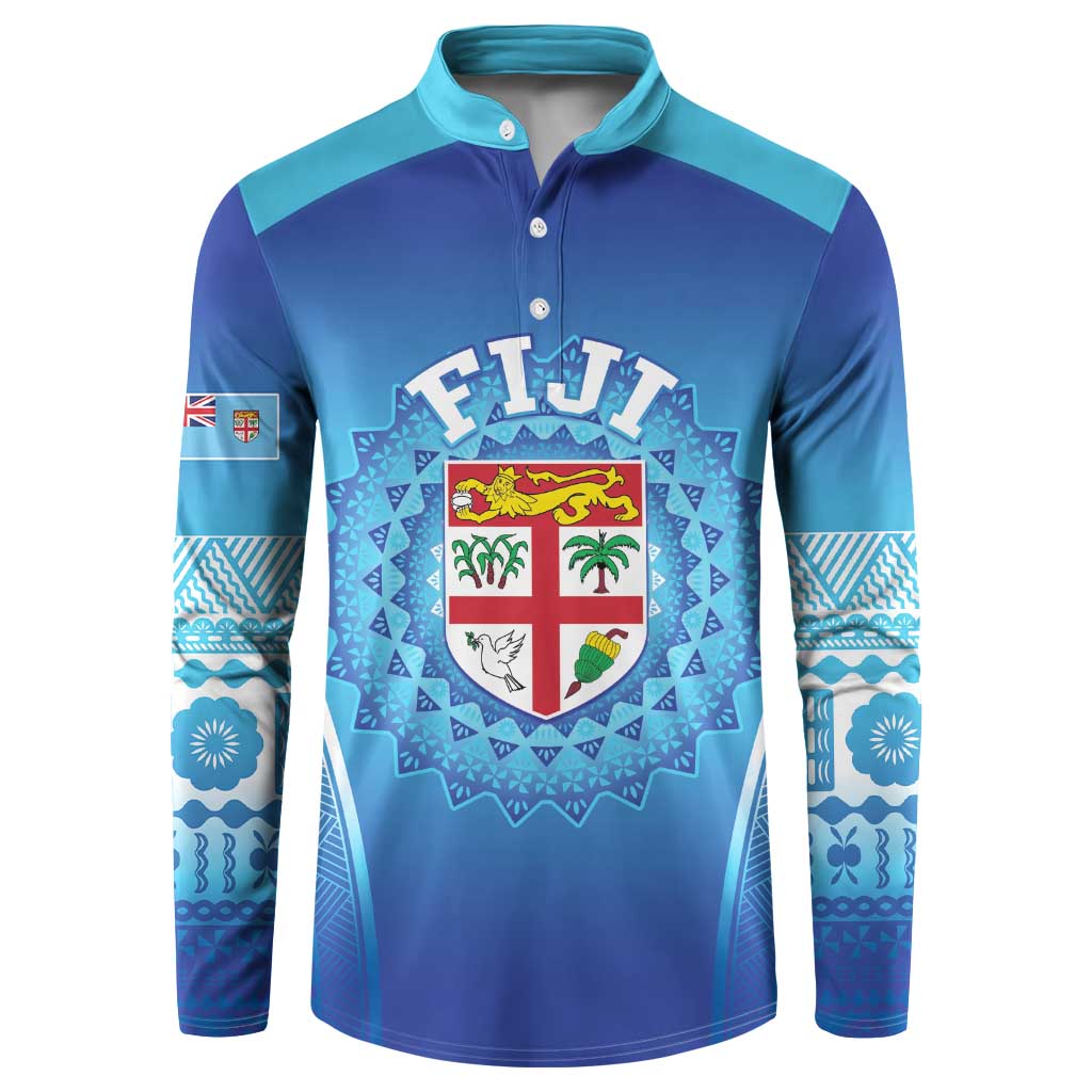 Custom Fiji Football Button Sweatshirt Fijian Tapa Pattern