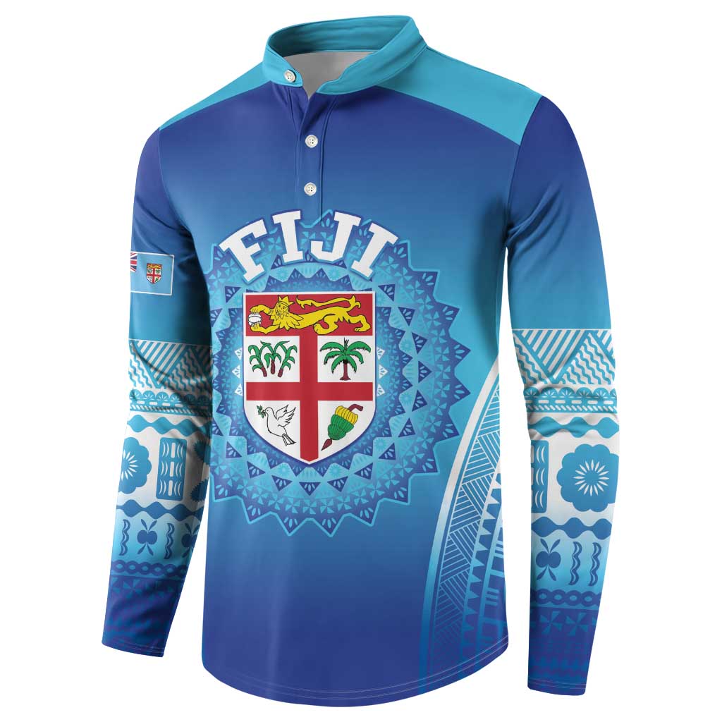 Custom Fiji Football Button Sweatshirt Fijian Tapa Pattern
