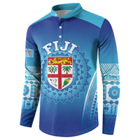 Custom Fiji Football Button Sweatshirt Fijian Tapa Pattern