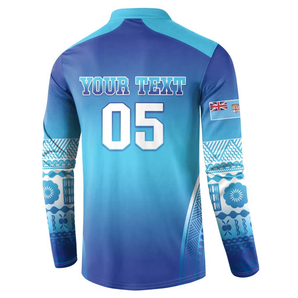 Custom Fiji Football Button Sweatshirt Fijian Tapa Pattern