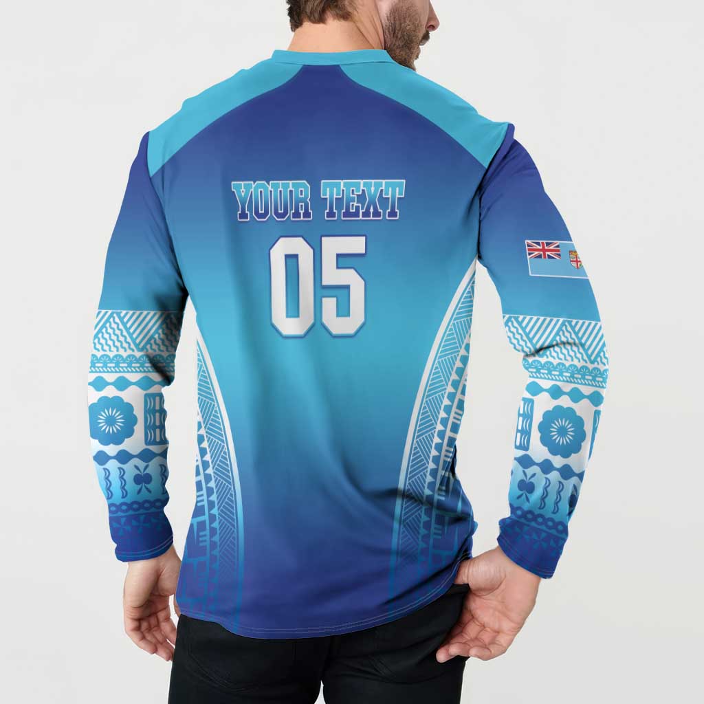 Custom Fiji Football Button Sweatshirt Fijian Tapa Pattern