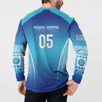 Custom Fiji Football Button Sweatshirt Fijian Tapa Pattern