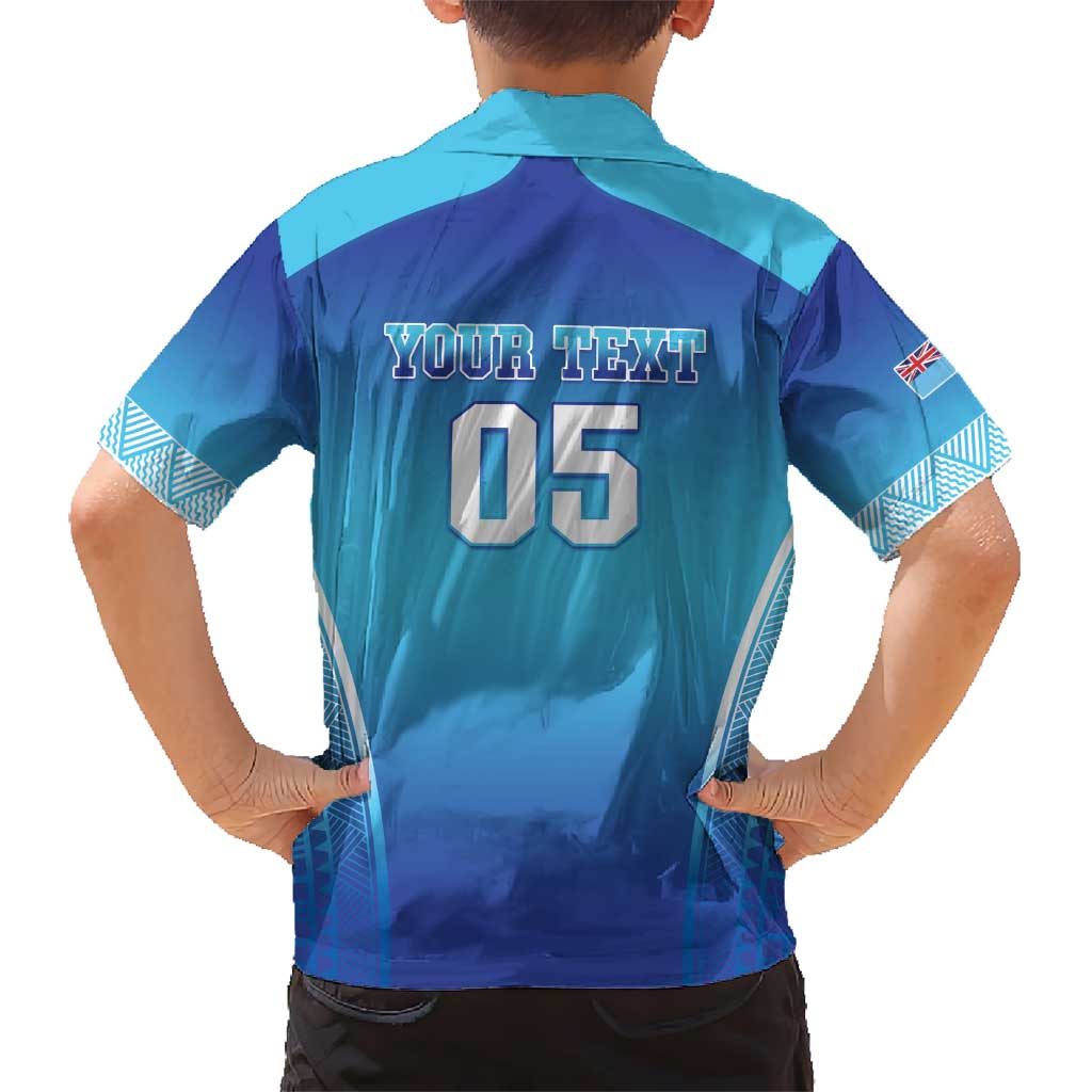 Custom Fiji Football Kid Hawaiian Shirt Fijian Tapa Pattern