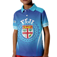 Custom Fiji Football Kid Polo Shirt Fijian Tapa Pattern
