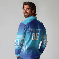 Custom Fiji Football Long Sleeve Polo Shirt Fijian Tapa Pattern