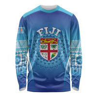 Custom Fiji Football Long Sleeve Shirt Fijian Tapa Pattern