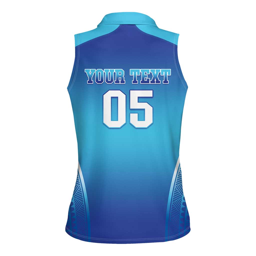 Custom Fiji Football Women Sleeveless Polo Shirt Fijian Tapa Pattern