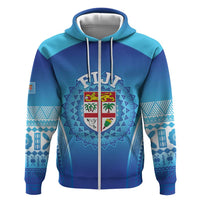 Custom Fiji Football Zip Hoodie Fijian Tapa Pattern