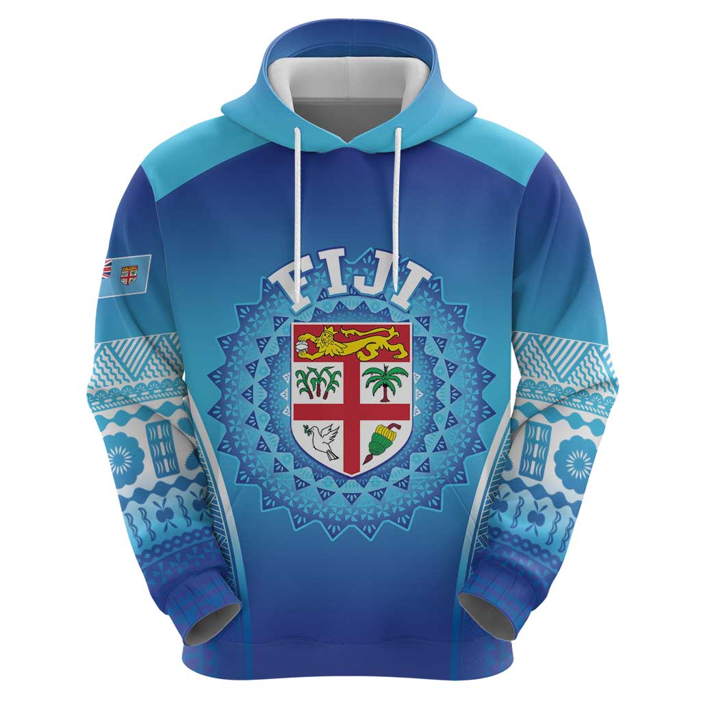 Custom Fiji Football Zip Hoodie Fijian Tapa Pattern