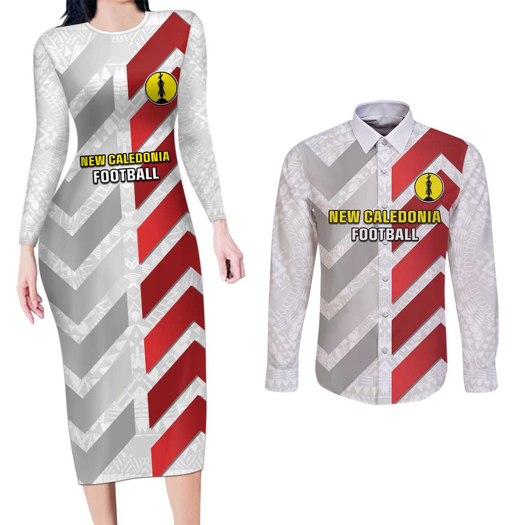 Custom New Caledonia Football Couples Matching Long Sleeve Bodycon Dress and Long Sleeve Button Shirt Unique Style