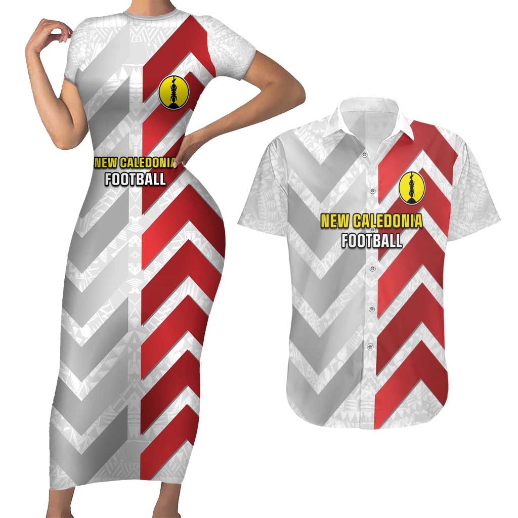 Custom New Caledonia Football Couples Matching Short Sleeve Bodycon Dress and Hawaiian Shirt Unique Style