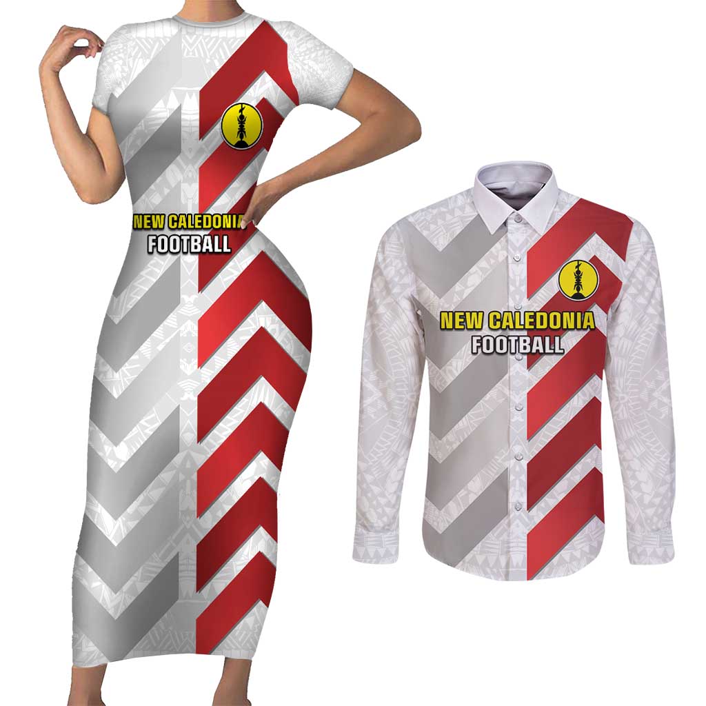 Custom New Caledonia Football Couples Matching Short Sleeve Bodycon Dress and Long Sleeve Button Shirt Unique Style