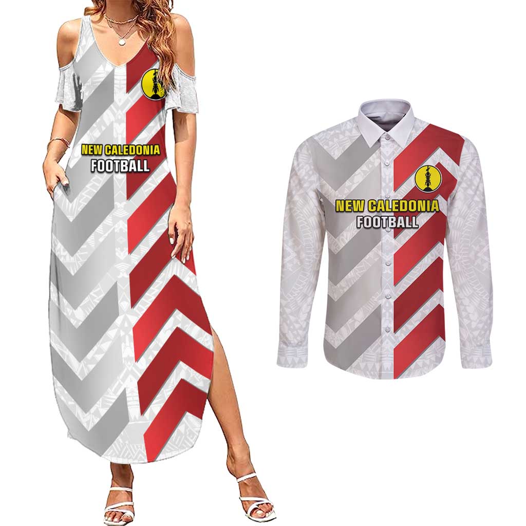 Custom New Caledonia Football Couples Matching Summer Maxi Dress and Long Sleeve Button Shirt Unique Style